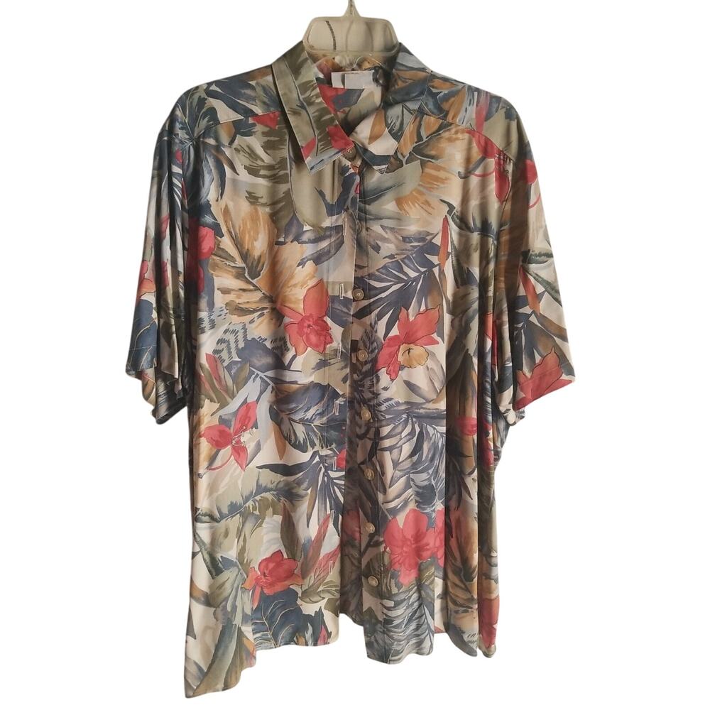 Alfred Dunner Women's Top Button Down Shirt Floral Size 24W